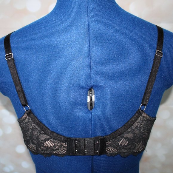 Victoria's Secret Black Nude Floral Lace Biofit Demi Uplift Underwire Bra 34D - Picture 5 of 9